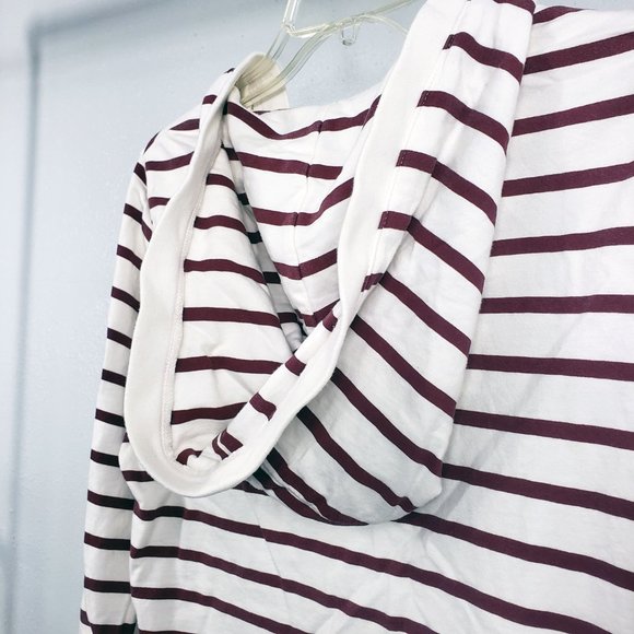 CCC Women's White Button Down Stripped Lightweight Sweater Coat Jacket Hoodie - Picture 9 of 11